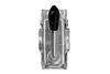A close-up, top-down view of a trailer hitch clamp with a black handle. Produktbild-Vorschau