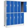 A tall, gray-blue locker unit with ten individual compartments, arranged in two rows of five. One of the top right compartments is open. Náhled obrázku produktu