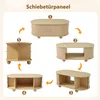 Diagram showing different configurations or assembly steps of a coffee table. Voir les images du produit