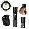 A collage of images showing different aspects of a black Vayox flashlight. Náhled obrázku produktu