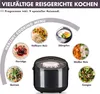 A visual guide to different rice dishes and cooking functions of a rice cooker. Produktbild-Vorschau