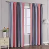 A room with a window covered by gradient curtains, a bedside table with a vase of flowers, and a floor lamp. Produktbild-Vorschau