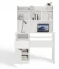 Port Left Desk with Overhang White Matte Drawer Shelves for Voir les images du produit 4