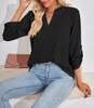 ASKSA Damen Bluse V-Ausschnitt Einfarbig Oberteile Elegant Produktbild-Vorschau 4