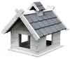Vogelvilla in Grau Weiß aus Holz Vogelfutterhaus Vogelhaus Produktbild-Vorschau 3