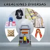 A collage of various items that can be customized or produced using a heat press machine, with the machine itself prominently displayed. Produktbild-Vorschau