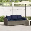 vidaXL Canapé de jardin 3 places avec coussins Gris Poly Voir les images du produit 2