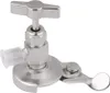 A close-up studio shot of a metal valve with a handle and a clear plastic cap. Produktbild-Vorschau