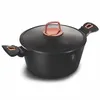 A black pot with a glass lid and rose gold handles, set against a white background. Náhled obrázku produktu