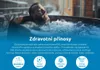 A man is relaxing in an ice bath, with text overlay describing health benefits. Produktbild-Vorschau