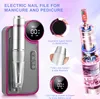 A collage of images showcasing an electric nail file, its features, and internal workings. Produktbild-Vorschau