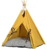 PawHut kattenhol, kattenhuis, dierenbed in tipi-stijl, geel Productafbeelding-voorbeeld 1