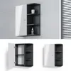 A wall-mounted cabinet with a white high-gloss door and anthracite shelves. Produktbild-Vorschau