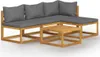 vidaXL 5-tlg. Garten-Lounge-Set mit Auflagen Massivholz Produktbild-Vorschau 1