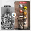 A split image showing a messy storage area on the left and a neatly organized sports equipment rack on the right. Podgląd zdjęcia produktu