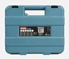 A teal plastic case for a tool set, with a label showing product details. Produktbild-Vorschau