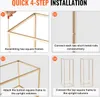 A four-step visual guide for assembling a gold-colored metal stand. Produktbild-Vorschau