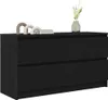 A black wooden dresser with decorative items on top. Podgląd zdjęcia produktu