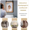Rustieke wandspiegel met houten frame en metalen beugel, Productafbeelding-voorbeeld 3