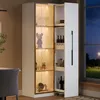 Merax glazen vitrine met LED-verlichting, twee deuren, Productafbeelding-voorbeeld 3