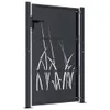 A dark grey metal garden gate with a cut-out grass design, presented against a white background. Produktbild-Vorschau