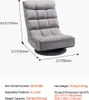 A gray floor chair with dimensions and product information displayed. Voir les images du produit