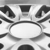 A close-up, detailed view of a silver car wheel cover. Produktbild-Vorschau