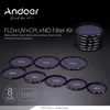 A product image showcasing a set of camera lens filters with various sizes and types labeled. Podgląd zdjęcia produktu