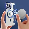Hands holding an iPhone case and a magnetic charger. Produktbild-Vorschau