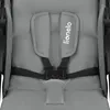 A close-up view of a gray baby stroller seat with a black harness. Podgląd zdjęcia produktu