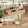 A wooden console table with two drawers, displayed in a room setting with decorative items and plants. Produktbild-Vorschau