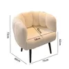 A cream-colored armchair with dimensions indicated by lines and text. Produktbild-Vorschau