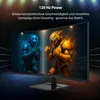 A curved gaming monitor displaying a boxing match between two futuristic robots, with promotional text above. Produktbild-Vorschau