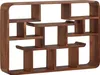 A wooden wall shelf with multiple compartments. Voir les images du produit