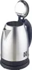 A stainless steel electric kettle with its lid open, shown on a white background. Voir les images du produit