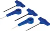 A set of five hand drills and awls with blue handles and silver metal tips, arranged diagonally on a white background. Produktbild-Vorschau