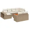 vidaXL 11-tlg. Garten-Sofagarnitur mit Kissen Beige Poly Produktbild-Vorschau 1