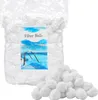 A bag of white filter balls for a swimming pool, with some balls spilled in front. Produktbild-Vorschau