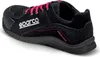 A side view of a black Sparco safety shoe with pink laces and stitching. Produktbild-Vorschau