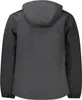Back view of a dark gray hooded jacket. Produktbild-Vorschau