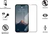 A screen protector for an iPhone is shown next to the phone, with feature icons and text. Produktbild-Vorschau