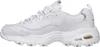 A side view of a white Skechers D-Lites sneaker with rose gold accents. Voir les images du produit