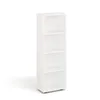A white, four-shelf bookcase is shown against a white background. Produktbild-Vorschau