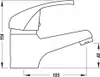 A technical drawing of a white faucet with dimensions indicated. Podgląd zdjęcia produktu