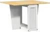 A white and wood drop-leaf dining table against a white background. Produktbild-Vorschau