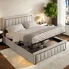 ProximaX bed, 160x200 cm, beige – fluwelen bekleding met Productafbeelding-voorbeeld 12