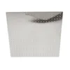 A square metal shower head with a grid of small holes and a folded flap on top, isolated on a white background. Anteprima dell’immagine prodotto