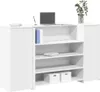 A white reception desk with shelves and cabinets. Produktbild-Vorschau