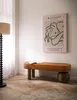 FineBuy gepolsterte Sitzbank 140 cm Massivholz Echtleder - Produktbild-Vorschau 2