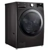 A black LG washing machine is shown from a three-quarter angle against a white background. Produktbild-Vorschau